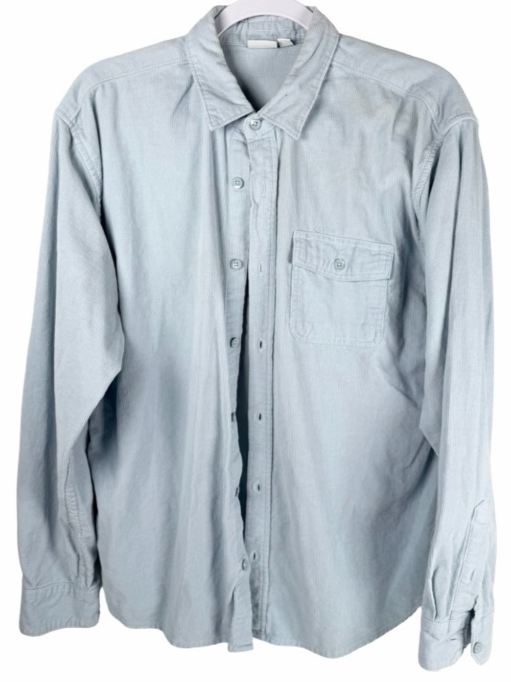 Onia Micro Corduroy Light Blue Long Sleeve Button Down Shirt Mens Medium